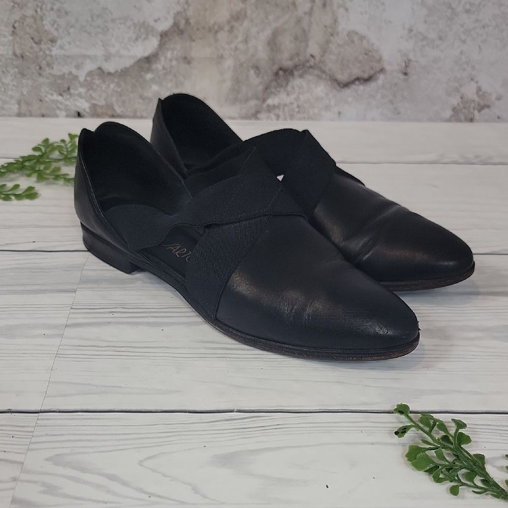 Franco Sarto Loafer Leather Flats in Black Womens Size 10